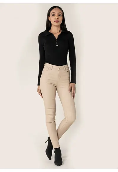 Pantaloni skinny din piele ecologica Bej LC001-2 M9 19618