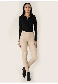 Pantaloni skinny din piele ecologica Bej LC001-2 M9 19618