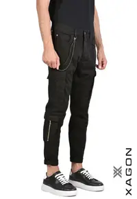 -Pantaloni skinny - mulați cu nasturi laterali - Negru