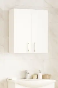 Dulap baie suspendat VERONA, front MDF, 2 usi, alb, 65x21.5x68 cm