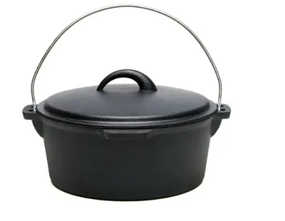 Ceaun fontă pură cu capac, 25x10 cm 5.3L, Heinner, negru / DCN69907