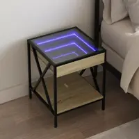 vidaXL Noptieră cu LED infinity, stejar sonoma, 40x40x49 cm