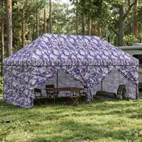 vidaXL Gară pop-up cu 4 perete laterale 3 x 6 m Camuflaj albastru