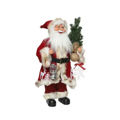 Figurina decorativa - Santa Tree and Lamp, Red 30 cm