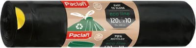 Saci de gunoi cu legături Paclan - Ecoline, 120 l, 10 buc., negre