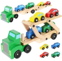 Jucărie din lemn Kruzzel - Transportor auto cu cărucioare