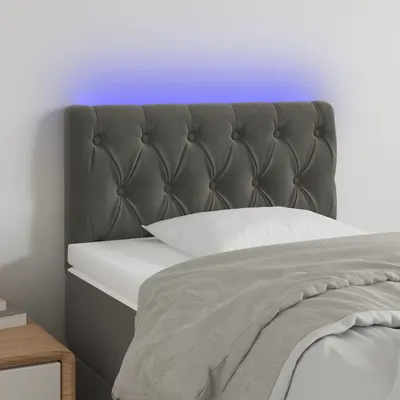 vidaXL Tăblie de pat cu LED, gri închis, 80x7x78/88 cm, catifea