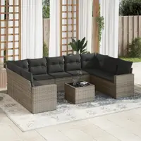 Gossi set mobilier de gradina cu perne, 10 piese, gri, poliratan