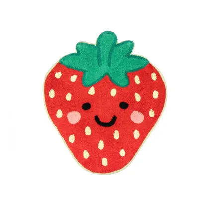 Covor pentru copii roșu din bumbac 60x52 cm Strawberry – Sass & Belle