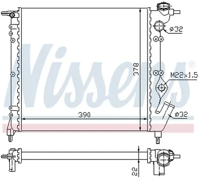 Radiator apa racire motor RENAULT 19 I, 19 I CHAMADE, CLIO I 1.2 1.4 intre 1988-1998