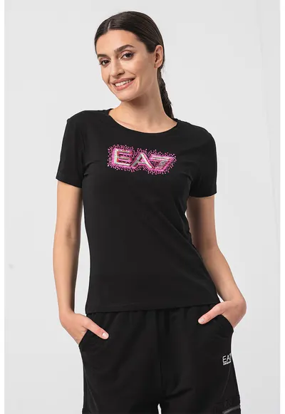 Tricou cu aplicatii de paiete - Negru