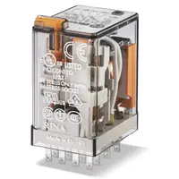 Releu industrial miniaturizat, fisabil, alimentare 24VC.C., 4CO, 7A, AgNi, cu buton de proba blocabil Finder 55.34.9.024.0040