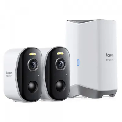 Camera de Supraveghere Baseus N1 Plus, Wi-Fi, 2K, IP67, Exterior, Set 2 bucati S0TY002131