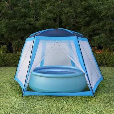 vidaXL Cort de piscină, albastru, 660x580x250 cm, țesătură