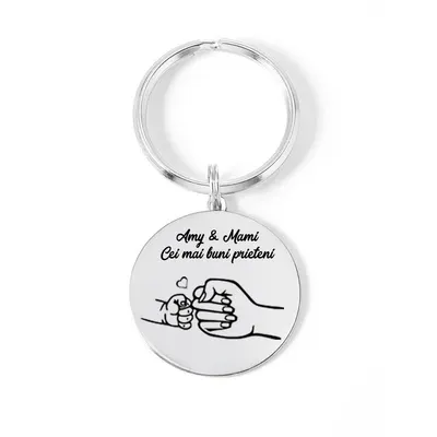 Nala - Breloc personalizat pentru mama cu banut din argint 925 si inel din otel inoxidabil