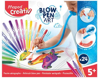 Set creativ Maped Creativ - Blow Pen Art, 31 piese