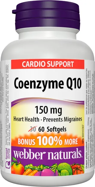 Coenzyme Q10, 150 mg, 60 capsule gelatinoase moi, Webber Naturals