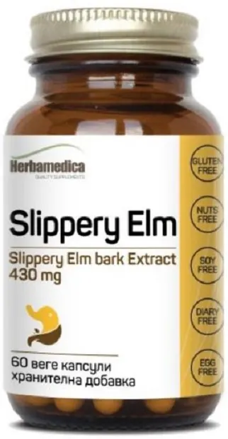 Slippery Elm, 430 mg, 60 capsule vege, Herbamedica