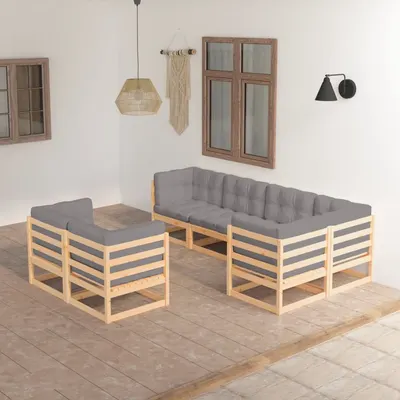 vidaXL Set mobilier de grădină cu perne, 7 piese, lemn masiv de pin