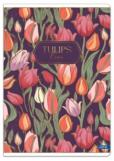 Caiet Lastva Tulips - A4, 52 file, linii largi, sortiment