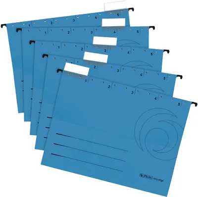 Set de dosare pentru fișet Herlitz Easy Orga - Cu formă de V, albastru, 5 buc