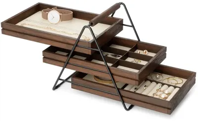 Organizator pentru bijuterii și accesorii Umbra - Terrace, negru-nuc
