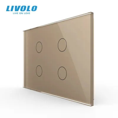 Intrerupator cvadruplu, standard italian, cu panou sticla, 3M Auriu