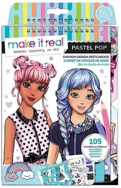 Brosura cu stickere si sabloane Make it Real - Pastel Pop, Designer de moda
