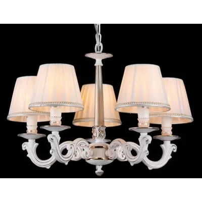 Candelabru Elegant Torrone,5 becuri dulie E14, 230V,D.56cm, H.38 cm,Alb-auriu