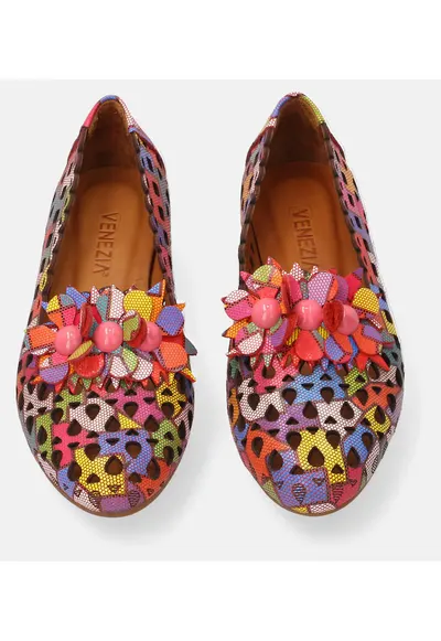 Mocasini colorblock din piele cu perforatii