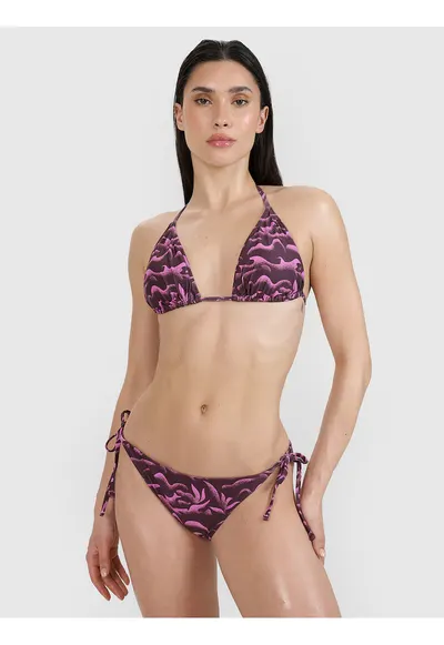 Sutien de bikini violet - croiala halter - cupe triunghiulare - material sintetic