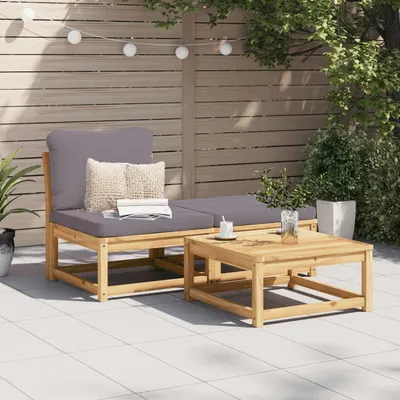 Gossi set mobilier de gradina cu perne, 3 piese, lemn masiv acacia