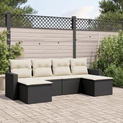 Gossi set mobilier de gradina cu perne, 6 piese, negru, poliratan