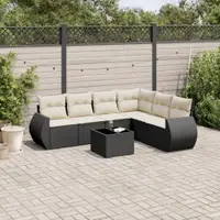 Gossi set canapele de gradina cu perne, 7 piese, negru, poliratan