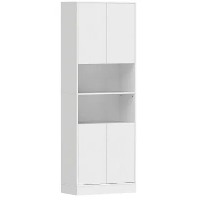 HOMCOM Dulap Cămară de Bucătărie 170cm, cu Raft Reglabil, Alb | Aosom Romania