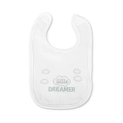 Set 3 bavete din bumbac pentru nou-nascut, inchidere cu velcro, potrivit pentru hranire si in perioada eruptiei dentare, 0 luni+, White