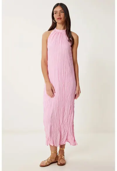 Rochie midi - Happiness Istanbul - roz - bumbac