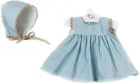 Haine pentru păpuși Asi Dolls - Maria, rochie albastră deschisă și pălărie, 43 cm