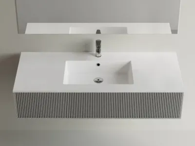 Lavoar baie incastrat din compozit 120x50 cm, alb mat, dreptunghiular Foglia Pure 120