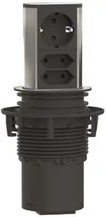 Priza rabatabilă Bachmann - ELEVATOR, 1x Schuko, 2x Euro, 2 m, inox