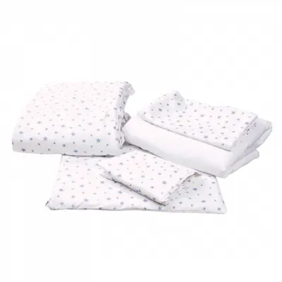 Lenjerie 6 piese model Stelute bleu patut 120x60 cm