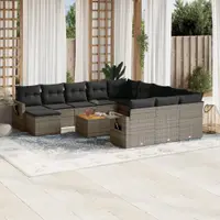 Gossi set mobilier de gradina cu perne, 13 piese, gri, poliratan