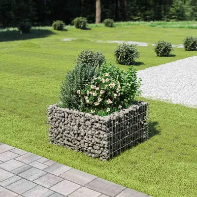vidaXL Strat înălțat gabion, 90 x 90 x 50 cm, oțel galvanizat