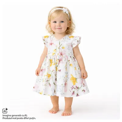 Rochie copii Chicco, Alb cu galben, 01585-70MC