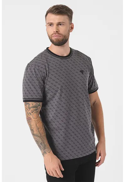 Tricou cu monograma - pentru fitness - Negru/Gri inchis
