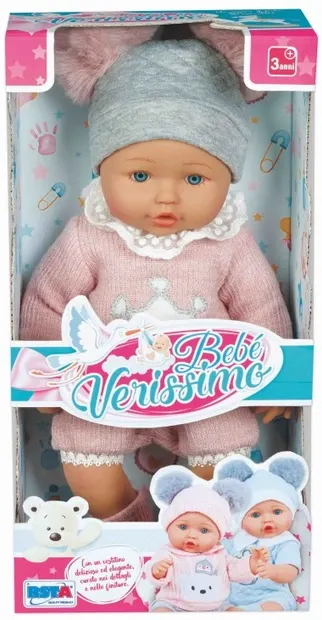 Păpuşă RS Toys - Bebeluș cu ținută, coroană, roz, 30 cm