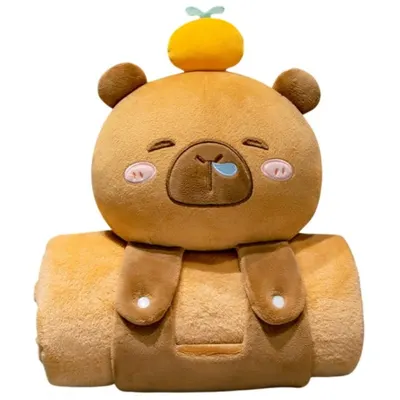 Set 2 în 1, pătură moale cu pernă Capybara, XL, 100x170 cm, eCarla, KOC20