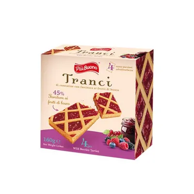Tarta Piu Buono Tranci cu crema de fructe de padure 4 x 40 g Engros