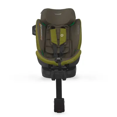 Scaun auto iSize Coccolle Mago Olive Khaki 40-150 cm, isofix, picior de fixare, rotire 360 grade, tetiera reglabila