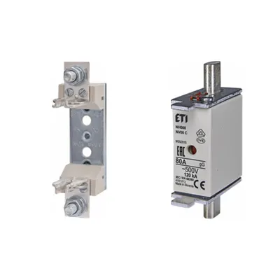 Pachet Protectie Circuit Electric: Soclu Siguranta Fuzibila NH00/NH000 1P (M8), Siguranta Fuzibila NH000 gG 80A 500V
